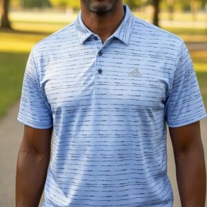 Adidas Golf Polo Men's 2XL Blue Short Sleeve Shirt 3 Button Performance Stretch